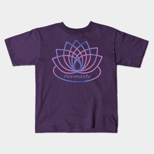 Namaste Purple and Pink Lotus Flower Kids T-Shirt by Hedgie Designs